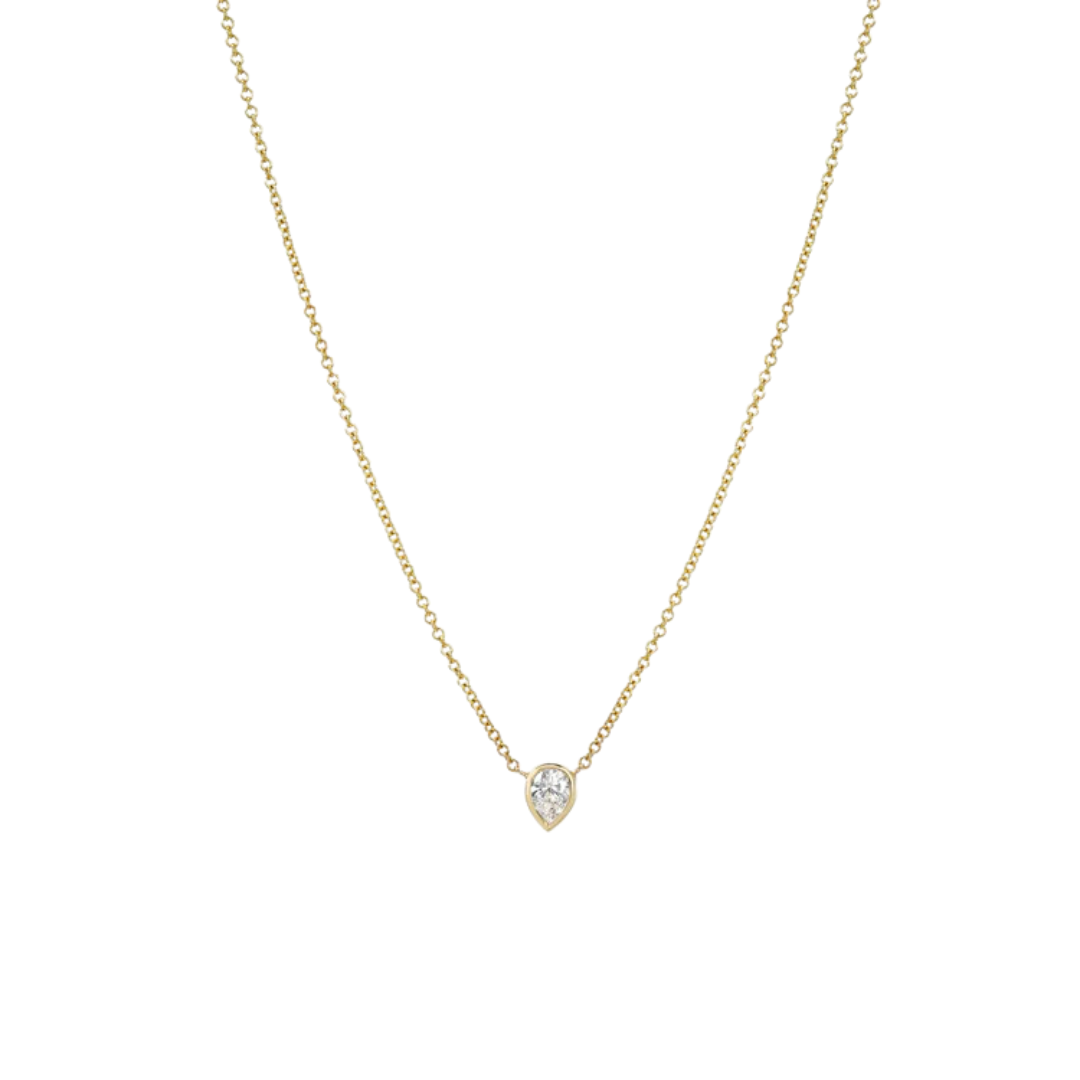 Pear Diamond Bezel Necklace