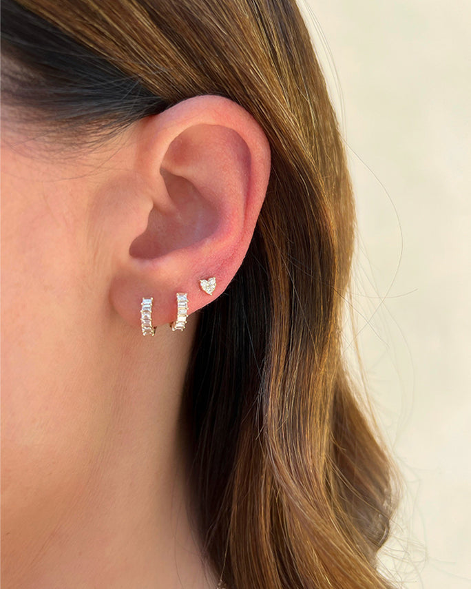 Baguette huggie store earrings