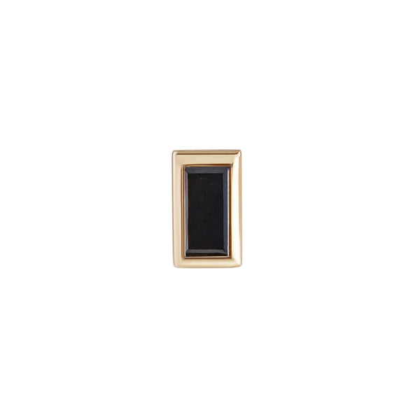 Mini Bezel Set Baguette Gemstone Stud - Black Diamond